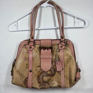 LOZZA by First Class Columbia Dragon Floral Leather Satchel Handbag‎